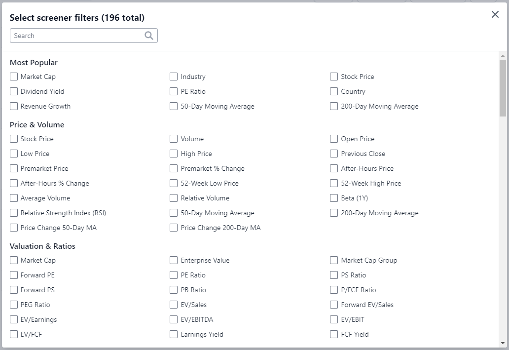 List of all filters